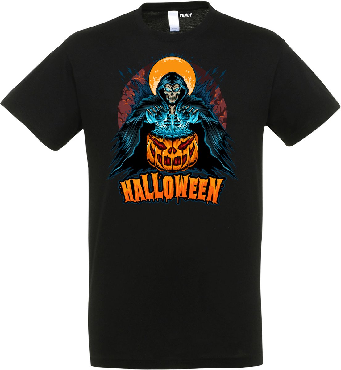 T-shirt kinderen Halloween Magic Pompoen | Halloween kostuum kind dames heren | verkleedkleren meisje jongen | Zwart | maat 104